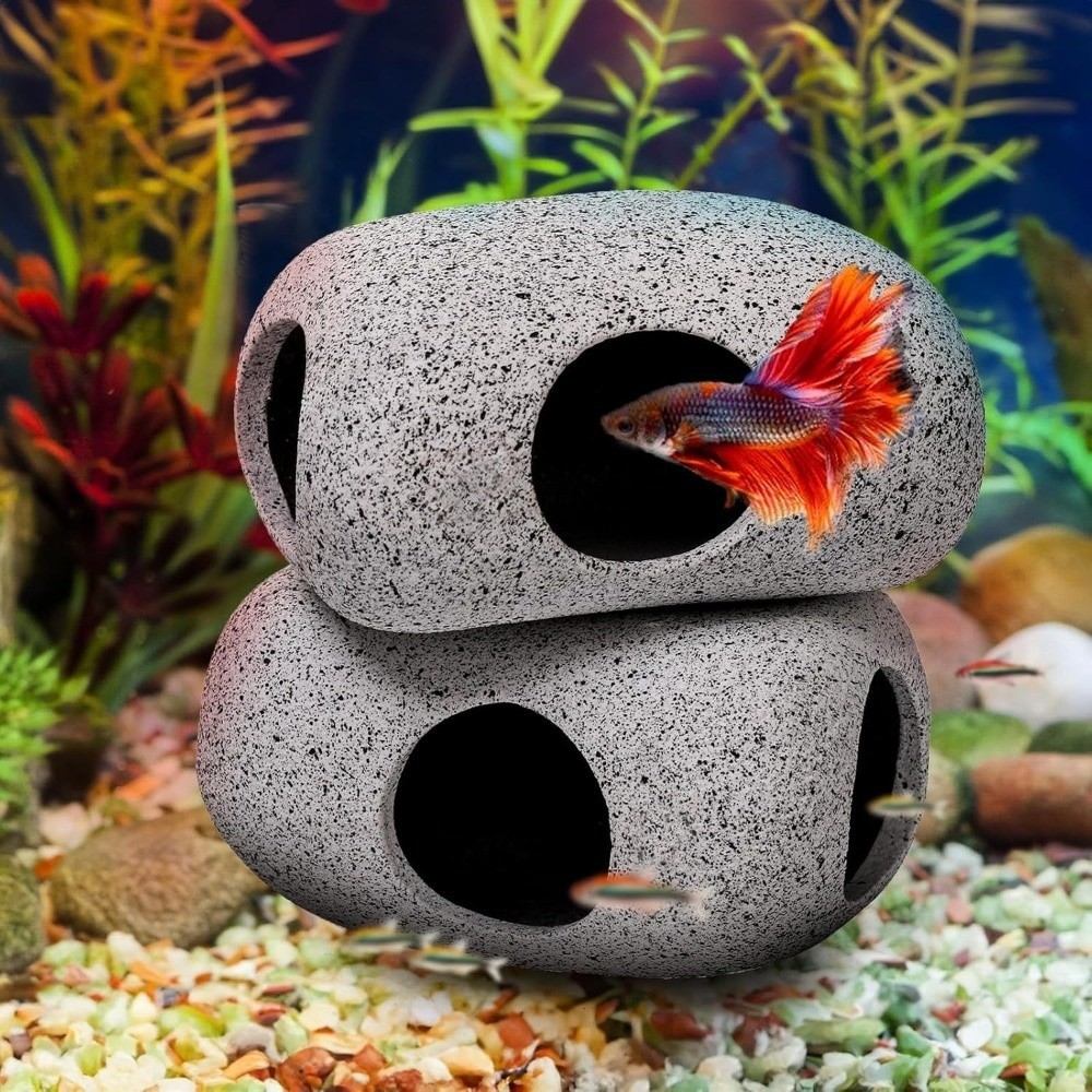 자연스러운 느낌의 자주색 점토 수족관 은신처 바위, 시 - Aquarium Fish Hide 리뷰 및 가격