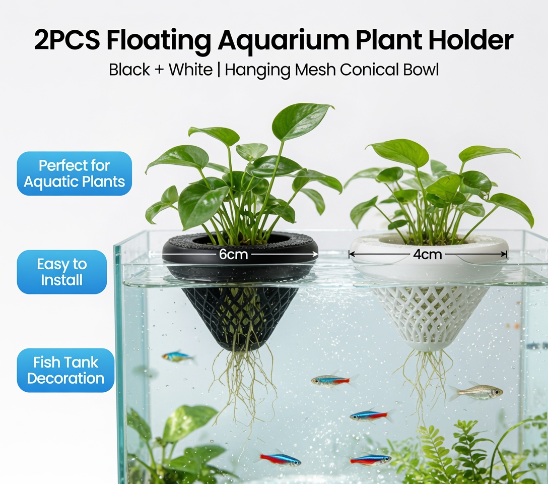 2PCS 플로팅 수족관 식물 홀더, 물고기 탱크용 걸이 - Aquarium Fish Cartoon 리뷰 및 가격