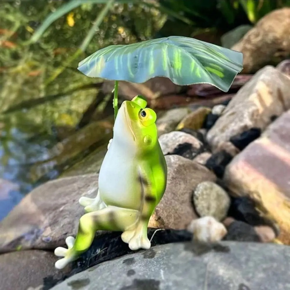 만화풍 레진 개구리 피규어, 잎사귀가 있는 창의적인 정 - Aquarium Fish Cartoon 리뷰 및 가격