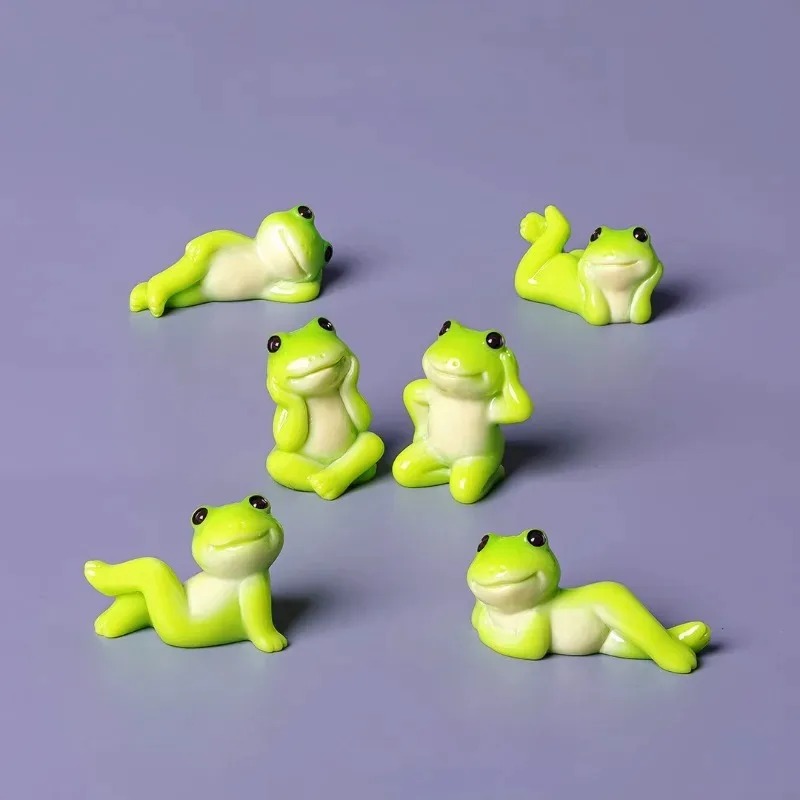 6pcs 만화 미니 재미 있은 개구리 입상 장식품 데스 - Aquarium Fish Cartoon 리뷰 및 가격
