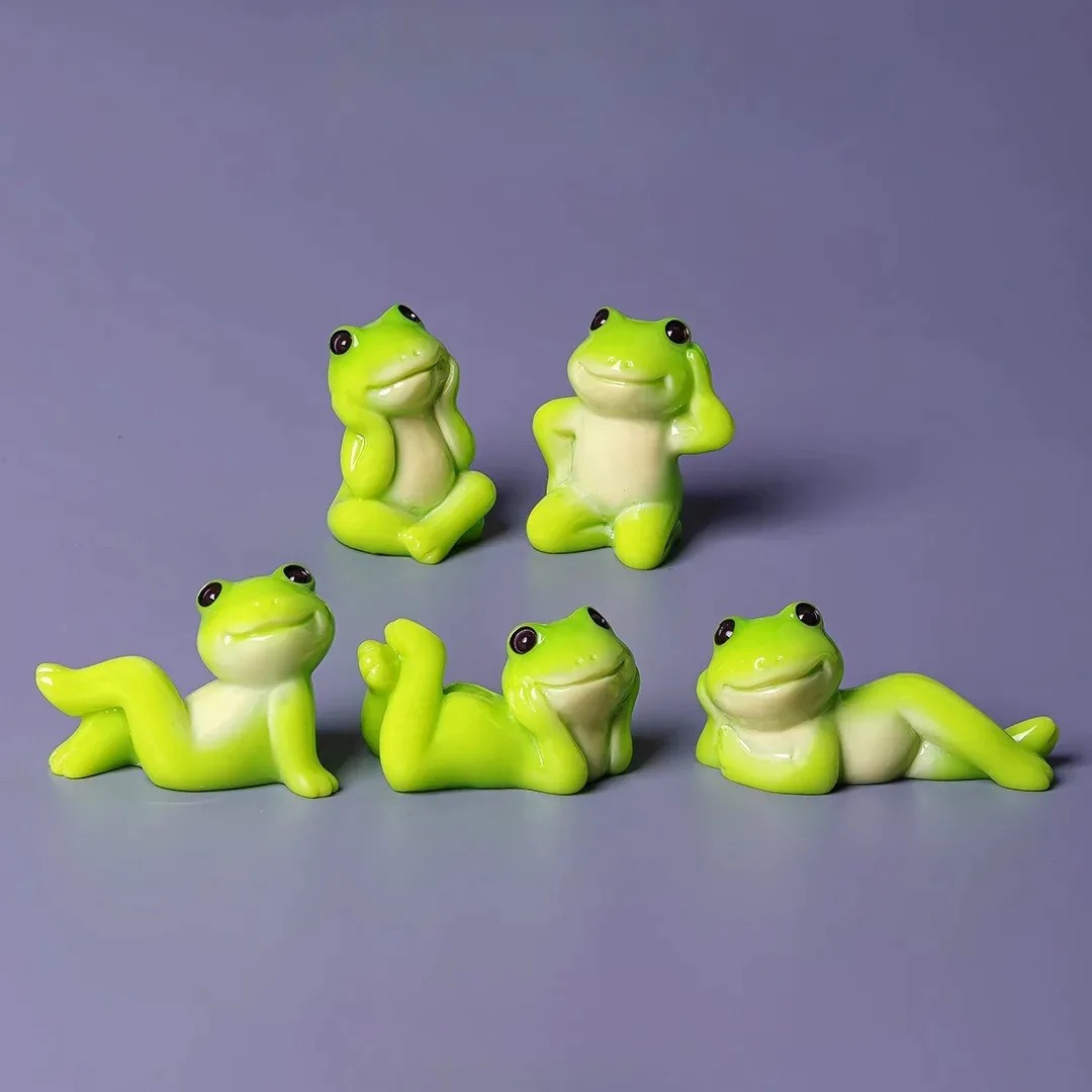 6pcs 만화 미니 재미 있은 개구리 입상 장식품 데스 - Aquarium Fish Cartoon 리뷰 및 가격