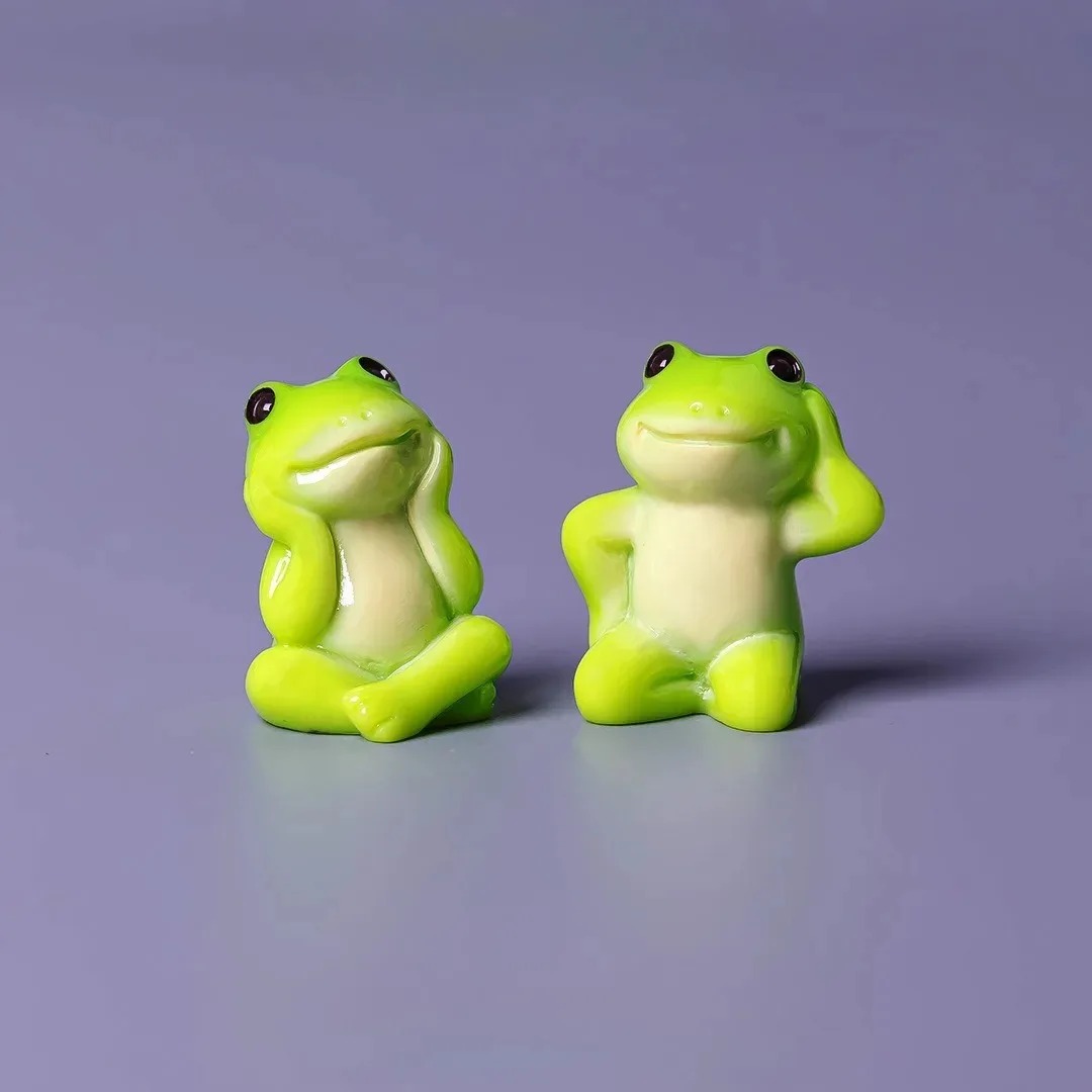 6pcs 만화 미니 재미 있은 개구리 입상 장식품 데스 - Aquarium Fish Cartoon 리뷰 및 가격