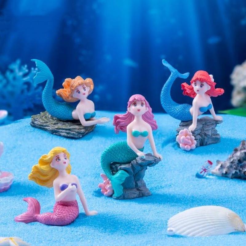 4Pcs 플라스틱 물고기 탱크 작은 인어 장식품 미니어 - Aquarium Fish Cartoon 리뷰 및 가격